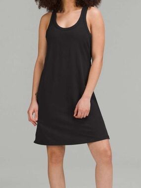 Lululemon Classic-Fit Cotton-Blend Black Scoop Dress